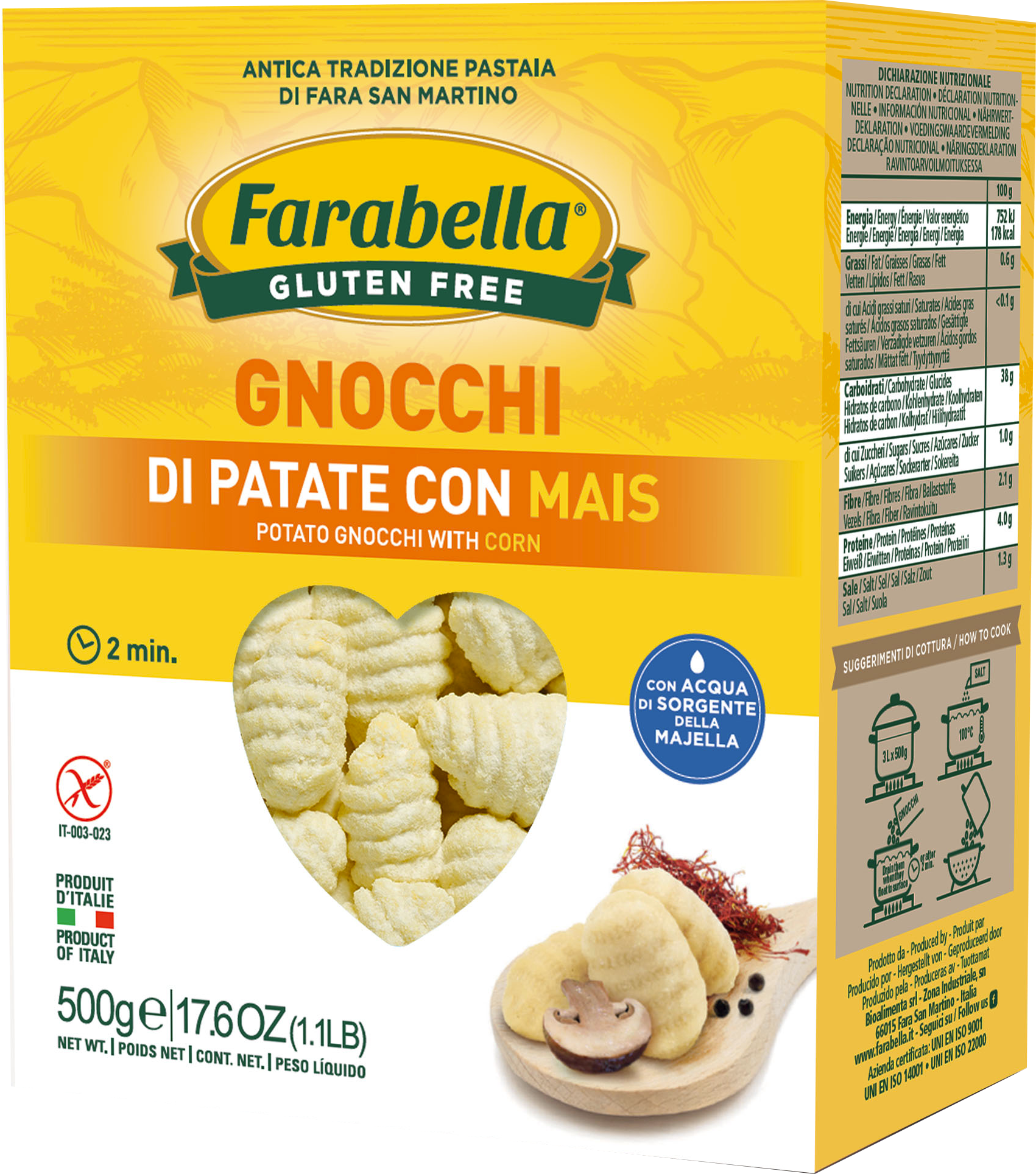 Gnocchi ziemniaczane z kukurydzą Gnocchi di Patate con Mais Farabella 500g