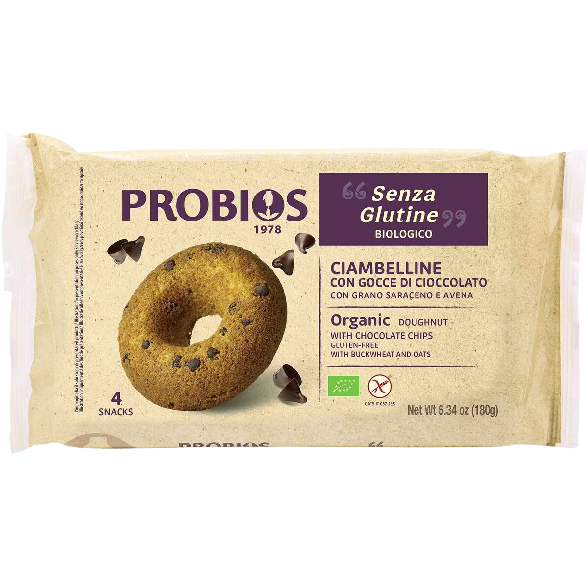 Pączki z kawałkami czekolady Ciambelline Con Gocce Di Cioccolato 180g