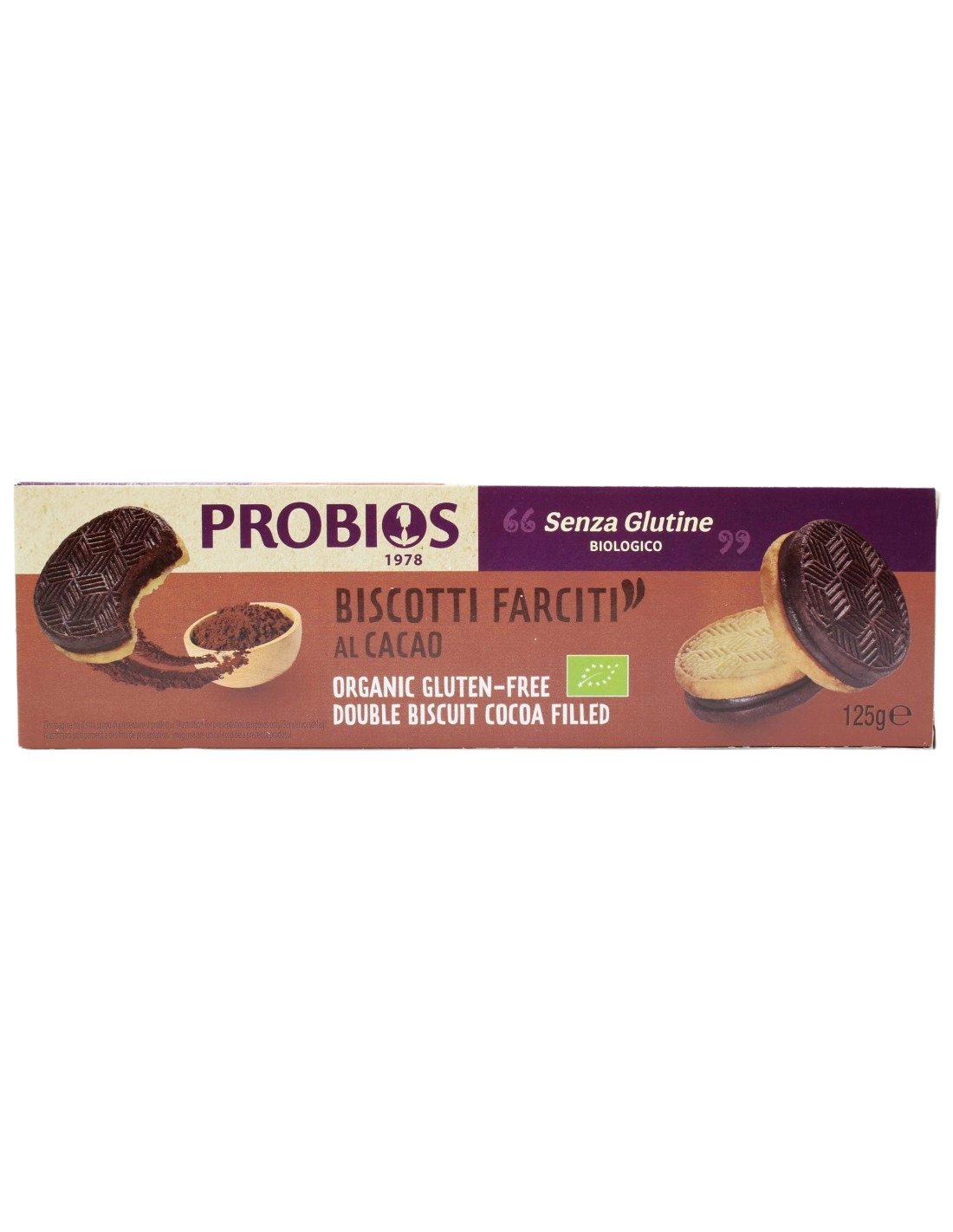 Ciasteczka z nadzieniem kakaowym Biscotti Farciti Al Cacao 125g