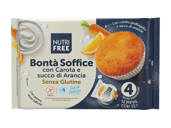 Bezglutenowe Babeczki marchewkowe-pomarańczowe Bonta Soffice con CAROTA NutriFree 4 szt.140g