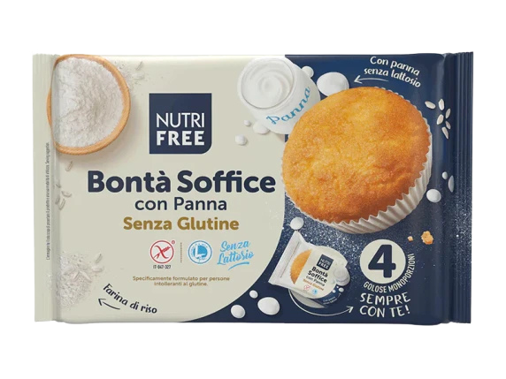 Bezglutenowe babeczki z kremem Bonta Soffice con PANNA NutriFree 4 szt.140g