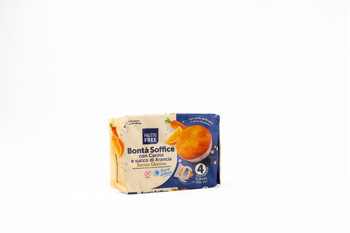 Bezglutenowe Babeczki marchewkowe-pomarańczowe Bonta Soffice con CAROTA NutriFree 4 szt.140g