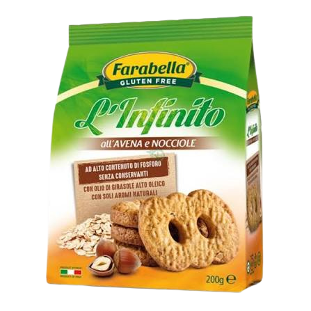 Ciasteczka owsiane z orzechami laskowymi L’Infinito Biscotto all’Avena e Nocciole Farabella 200g