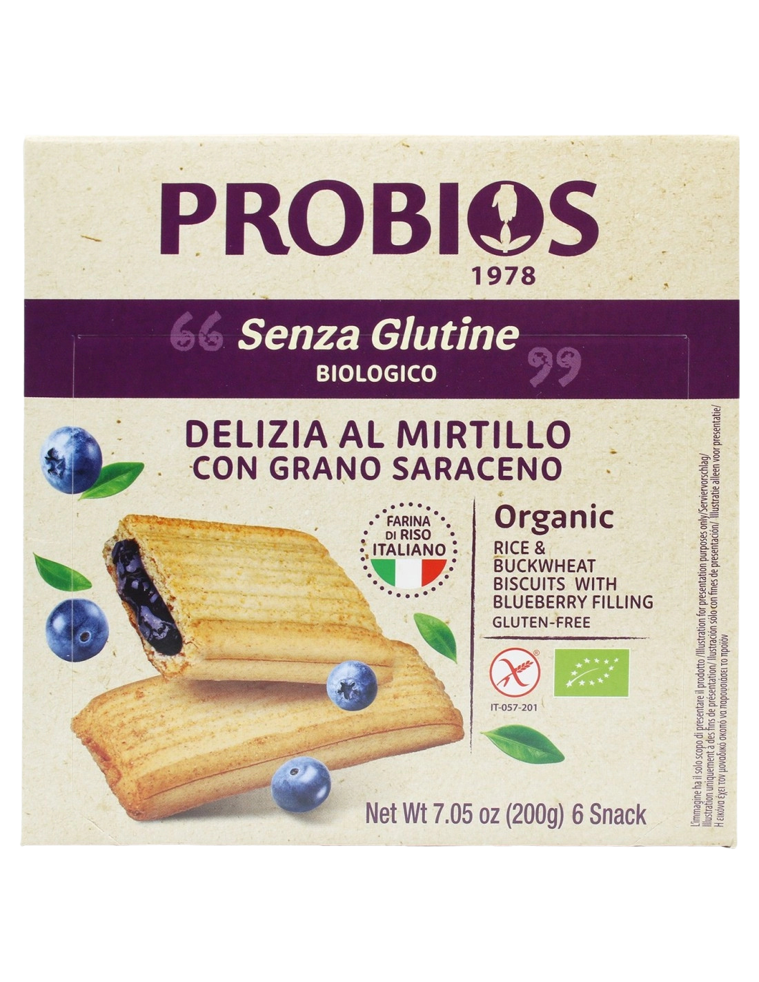 Ciastka gryczane z jagodą Delizia A Mirtillo Con Grano Saraceno 200g